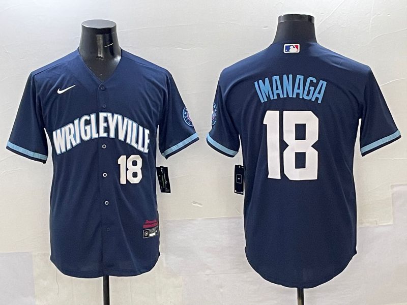 Men Chicago Cubs #18 Imanaga Dark Blue City Edition 2025 Nike MLB Jersey style 4